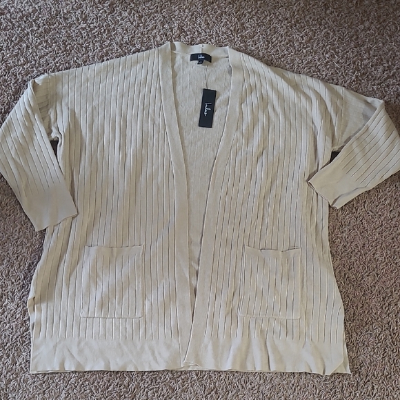 Lulus No Matter the Season Beige Ribbed Knit Cardigan Sweater Size LARGE - Picture 2 of 8